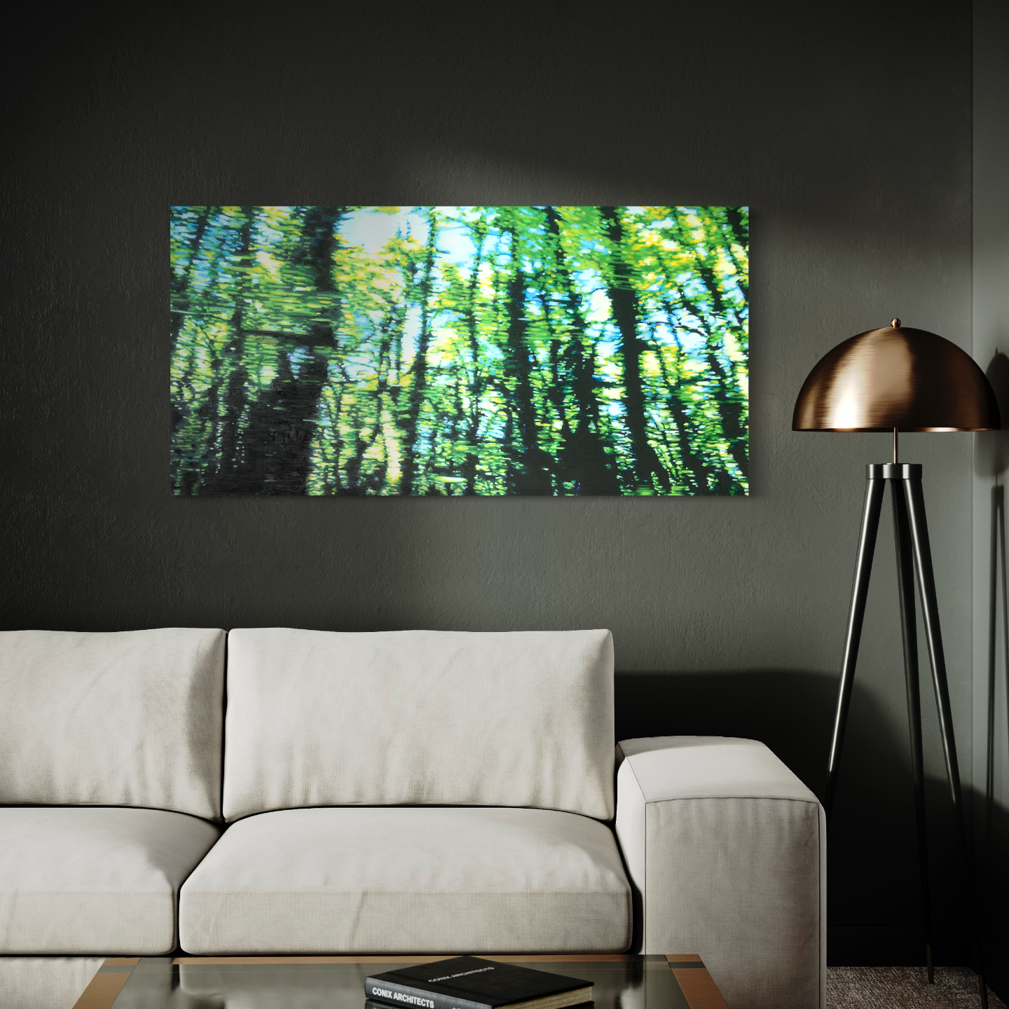 Ephemeral painting on dark wall
