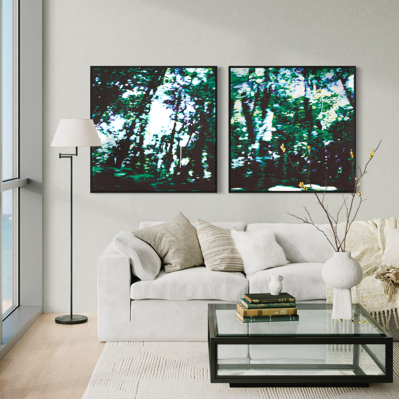 Fleeting L&R Framed Canvas white couch