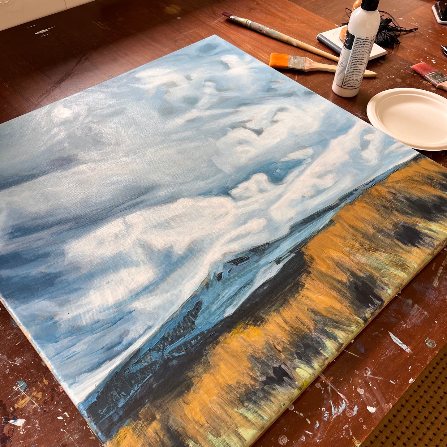 Original Painting - 'Desert Road Drama' - 60w x 60h x 5d cm