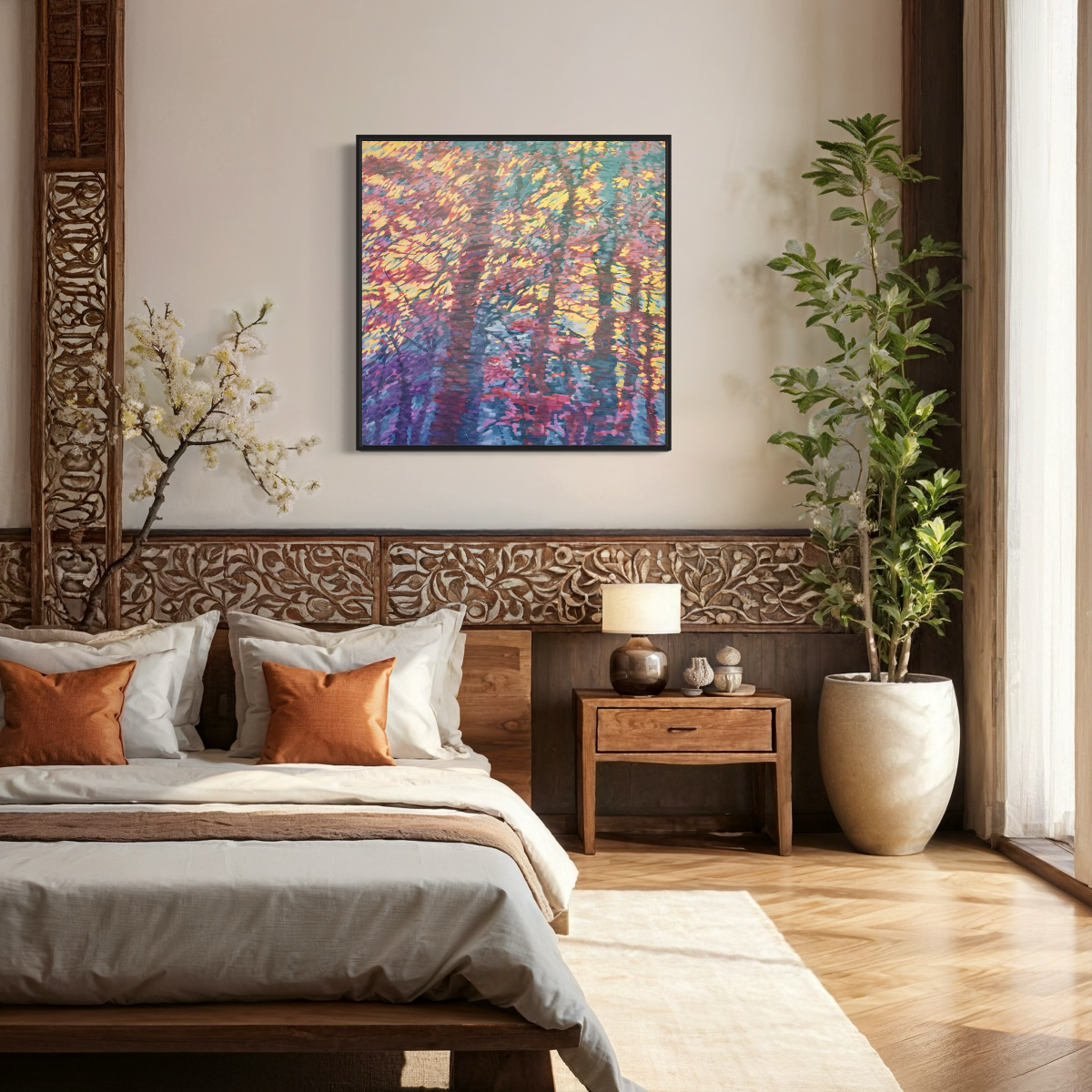 It's all Good painting in situ on a bedroom wall