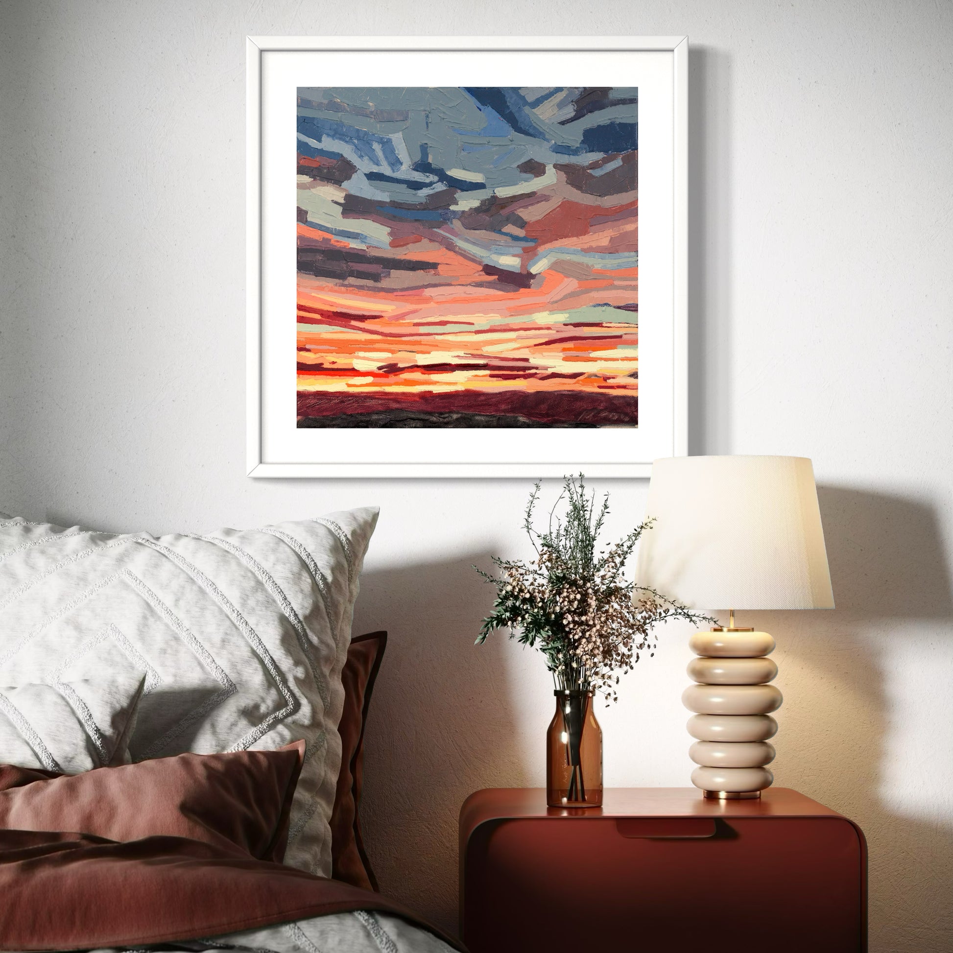 Clouds_1_-_Framed_Mounted_Print_in_situ_-_bedroom
