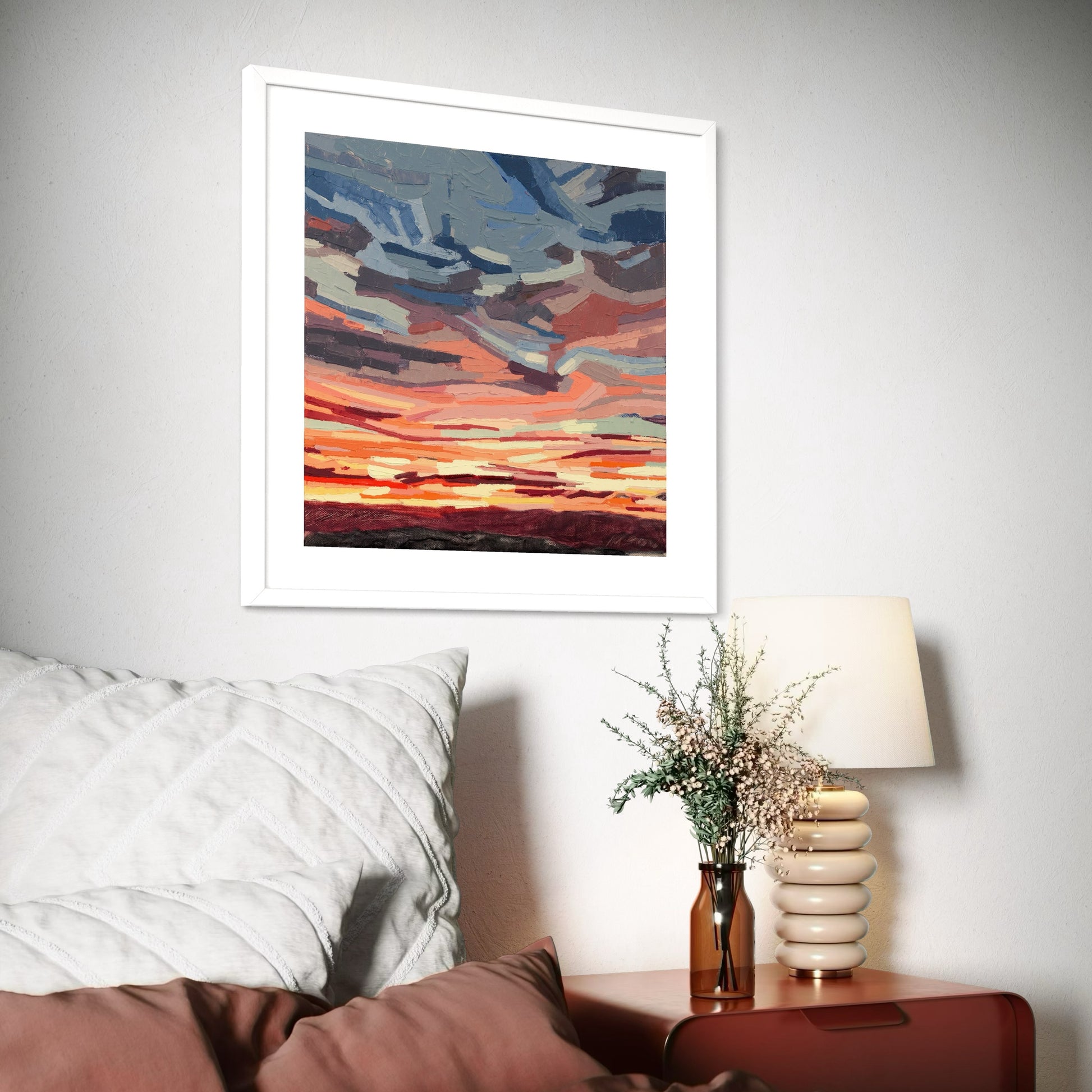 Clouds_1_-_Framed_Mounted_Print_in_situ_-_bedroom_side