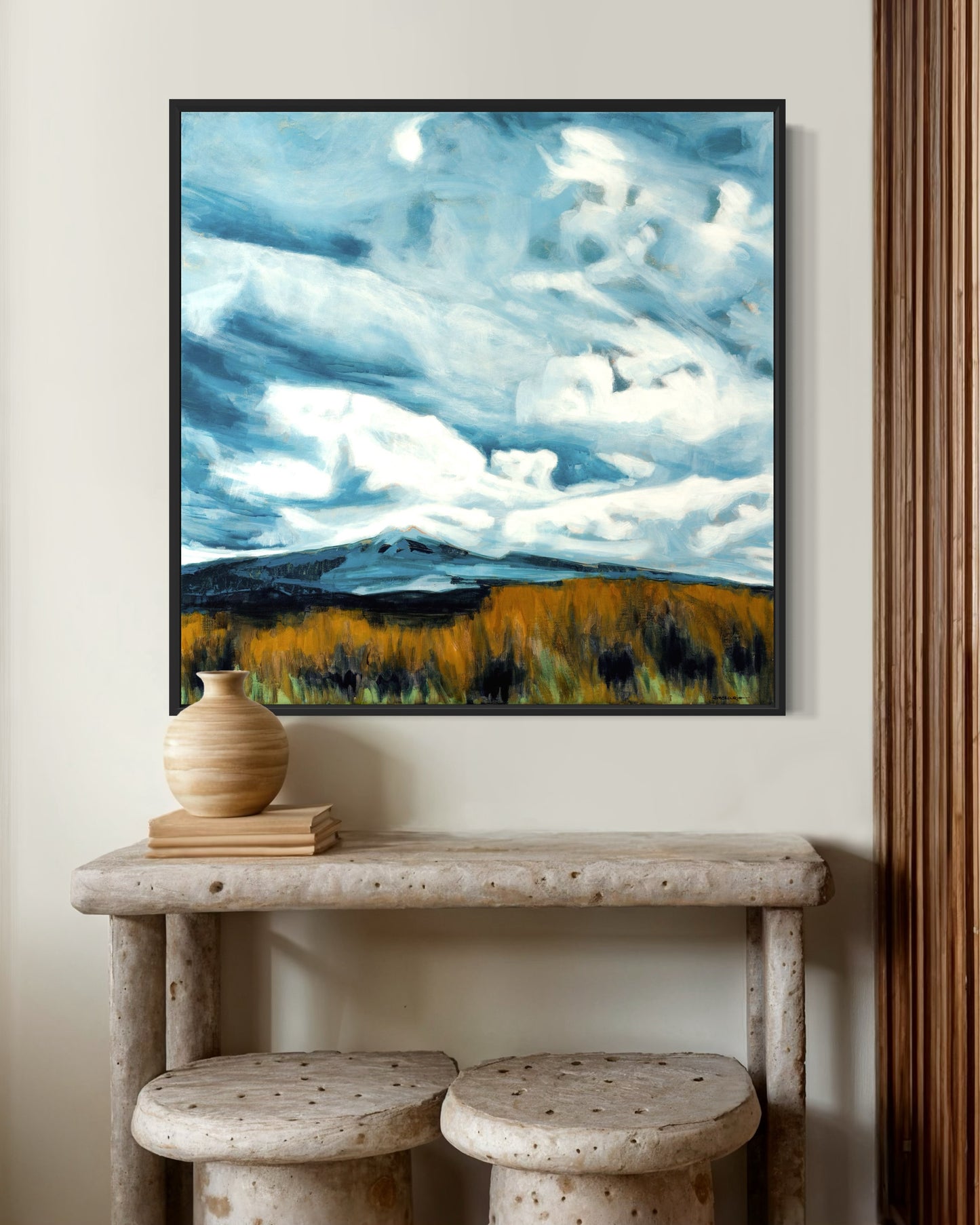 Desert Road Drama - Framed Canvas Print