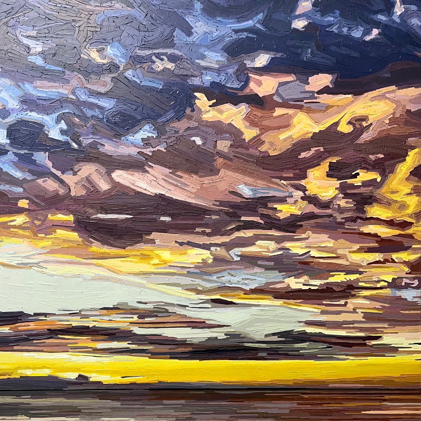 'Quietly Rising' | 100w x 100h cm | Available from Black Door Gallery, Parnell