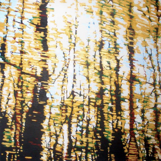'Journeys Through Beech Golden 4' - 100w x 100h x 4d cm